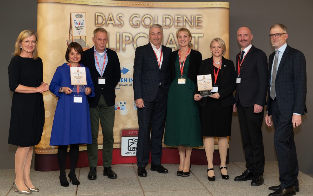 Tagen in Österreich überreichte Goldene Flipcharts an die besten Seminarhotels und Locations Österreichs